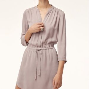 Babaton Aritzia Bennett silk shirt dress